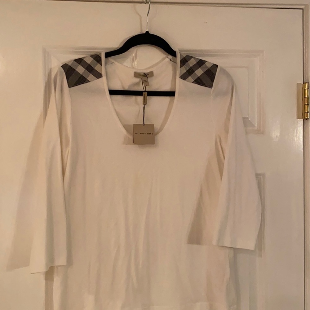 Burberry scoop neck elbow sleeve t-shirt